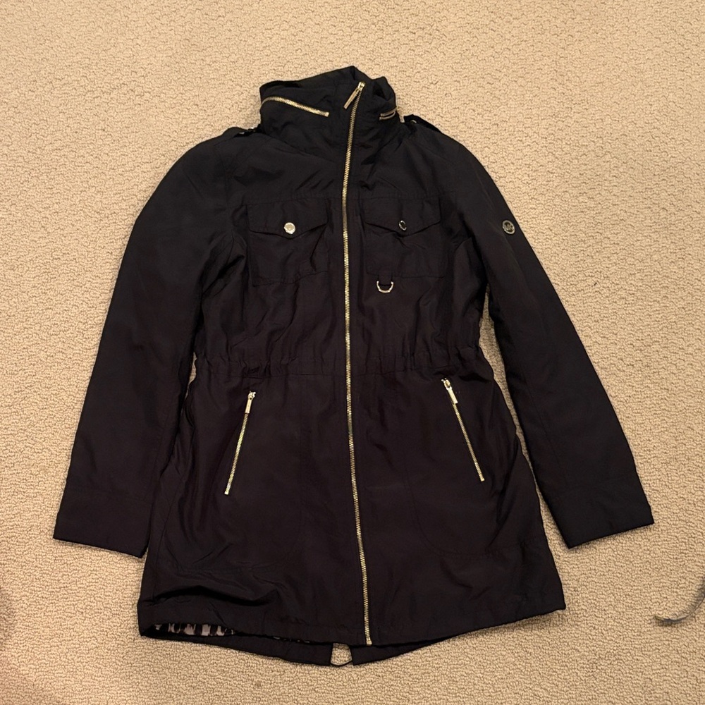 MICHAEL Michael Kors Black Utility Jacket with Gold Zippers